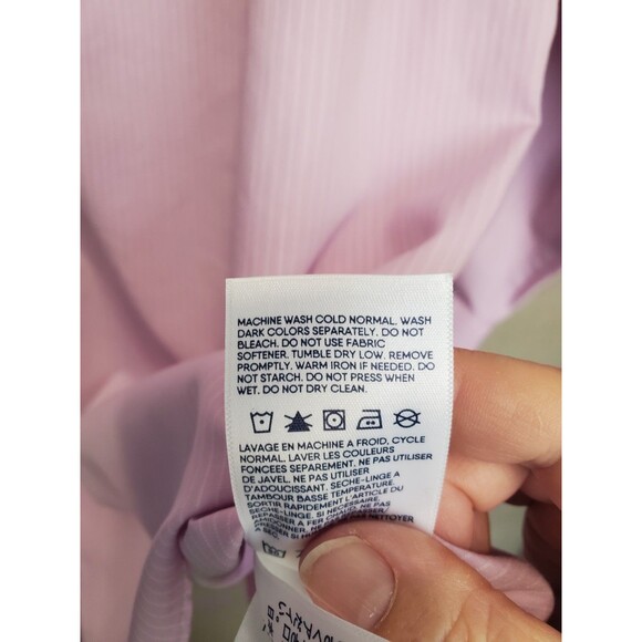 Lands' End No Iron 100% Cotton Purple Pinstriped Button-Up Shirt Size 22W - Picture 6 of 6